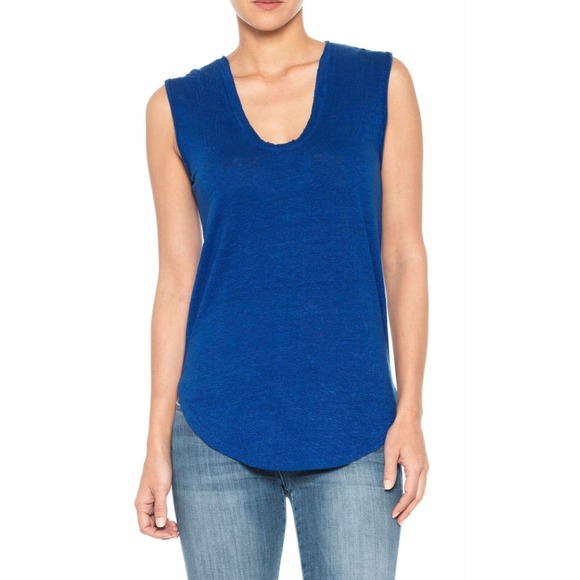 Joe's Jeans Muscle Tee Linen Jersey Knit Tank Top Surf Blue XS/S/M Nwt $84 - Picture 1 of 2